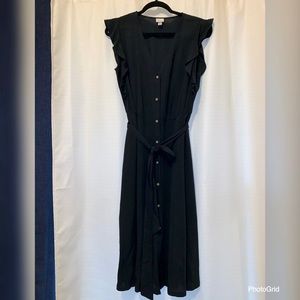 Black button down dress with flirty sleeves